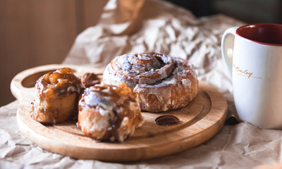 cinnabon with coffee