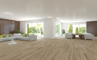 Naklejka na ściany i meble white 3d interior design with panoramic windows