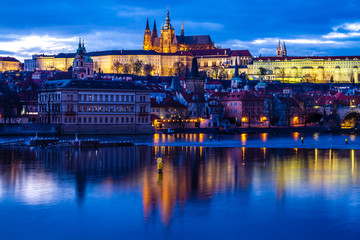 Fototapeta na wymiar Prague Castle over Vltava River-Prague,Czech Rep.