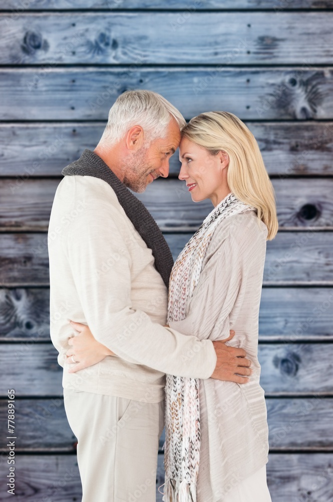 Aufkleber composite image of happy couple standing and hugging