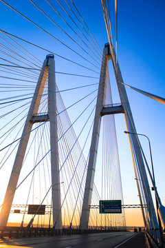 Cable-stayed  bridge in the morning
