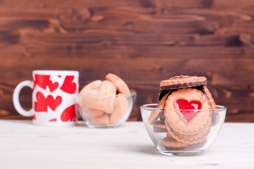 heart-shaped cookies for Valentine's Day on the board