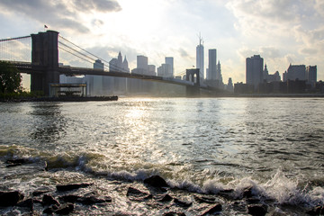 Fototapeta premium New York City skyline. Manhattan and Brooklyn Bridge view.