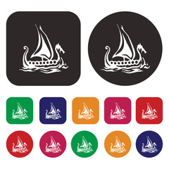 Pirate ship icon / Pirate ship ride icon / amusement ride icon