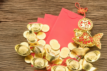 Chinese new year festival decorations, ang pow or red packet and