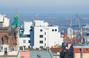 The view from the heights to Kiev, the dome of St. Andrew's Chur