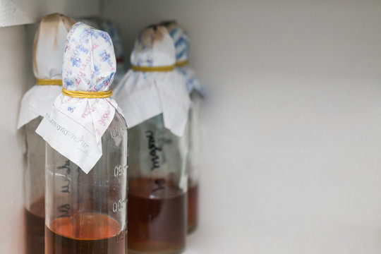 Bottles in laboratory