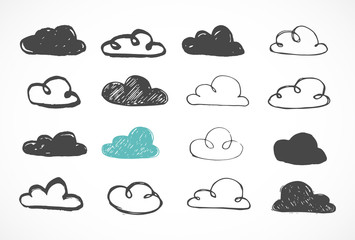 Vector hand drawing clouds icons