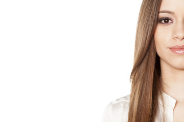 Half portrait of young beautiful woman