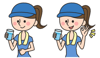 運動　女性　水