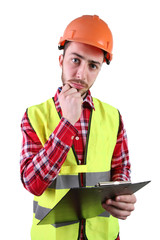 Male construction worker. Skilled Worker Engineer.