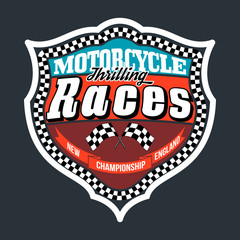 Motorcycle Thrilling Races Badge, T-shirt Typography Graphics De