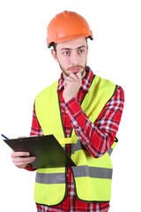 Male construction worker. Skilled Worker Engineer.