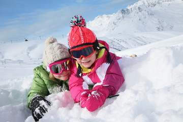 Kids enjoying snow vacation