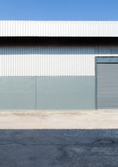 Fototapeta na wymiar Architectural detail of metal, warehouse roof metal sheet