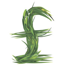 Uk pounds sign from grass. Vector illustration