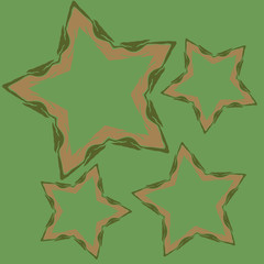 green strip brown star on green background