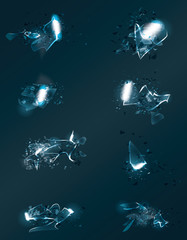 Collection of vector broken and shattered glass design elements - 77896798