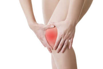 Knee pain of the woman isolated