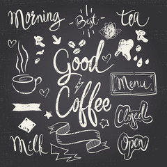 Set of elements for a cafe. Illustration.