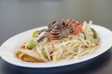 spicy papaya salad with crab