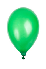 Single green balloon isolated on white
