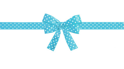 Realistic blue ribbon and bow with tails.Isolated