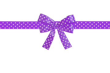 Realistic purple ribbon and bow with tails.Isolated