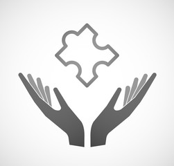 Two hands offering a puzzle piece