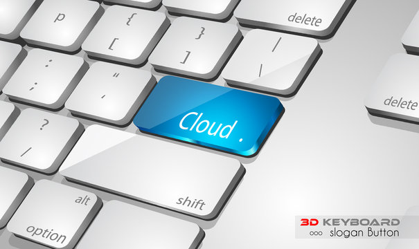 Cloud computing Concept 3D real look keybord