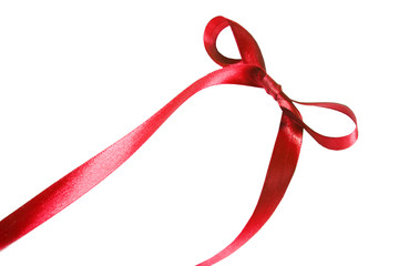 Red fabric ribbon and bow. isolated