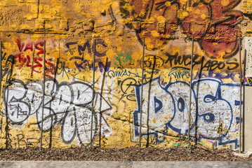 Wall covered with graffiti