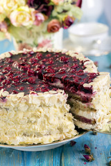 Vanilla cake with cherries.