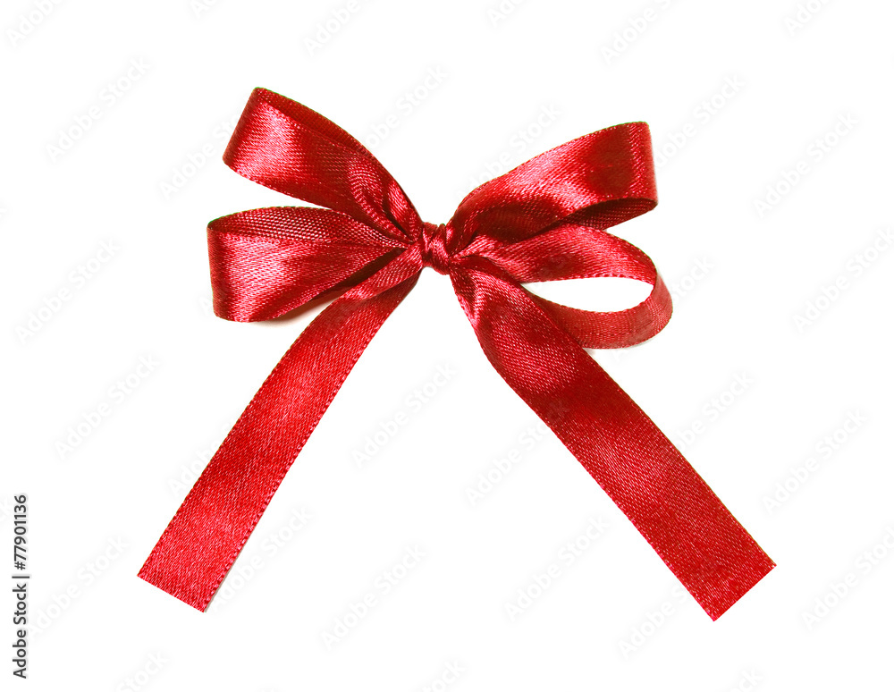 Wall mural Red fabric ribbon and bow isolated