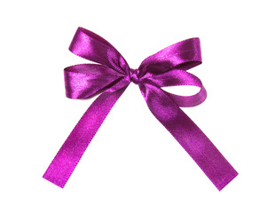 Blue (azure) fabric ribbon and bow. Isolated