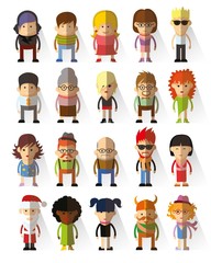 Набор векторных милые значки характер аватара