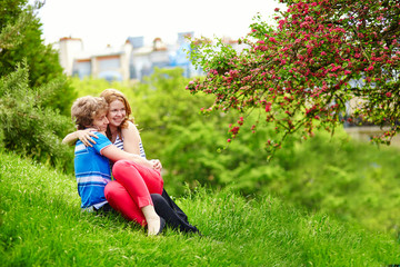Happy couple having fun together in park