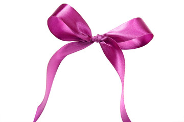 Violet ribbon and bow. Isolated on the white background
