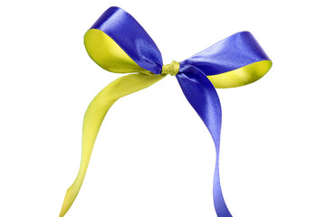 Magnificent blue fabric ribbon and bow.