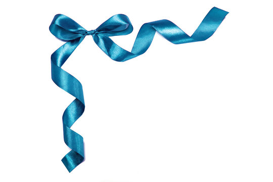 Blue ribbon with a bow. Element of design