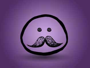 vintage face with a mustache. vector on a purple background