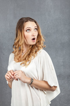 surprized girl with mouth opened in amazement