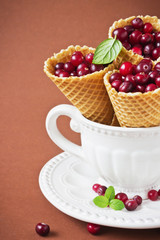  cranberries in a waffle cone