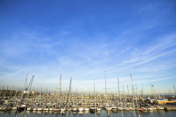 Yacht Marina in the sea. Picture with space for text.