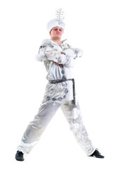 dancer man wearing carnival snowflake costume dancing