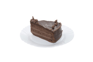 Chocolate cake isolated on a white background