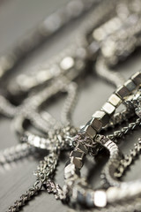 Scratched and tarnished old silver jewellery