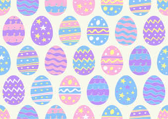 Hand Drawn Easter Eggs in a Seamless Pattern