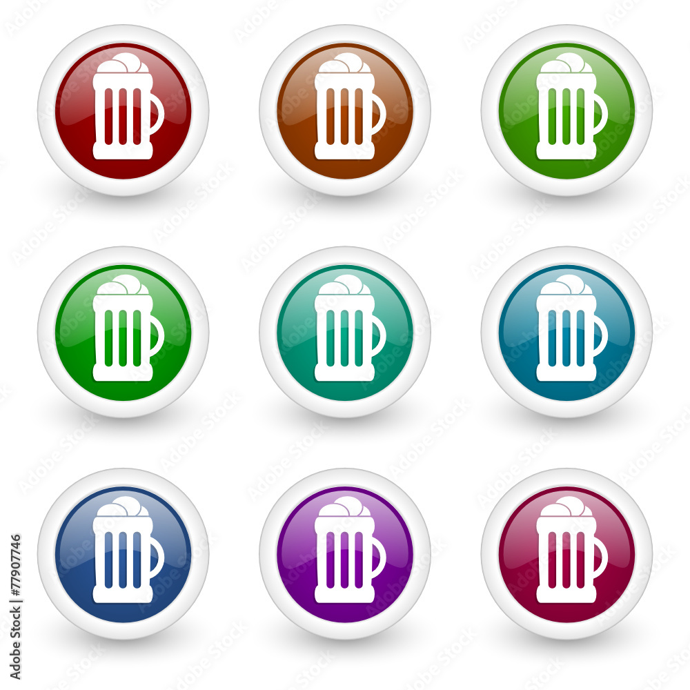Poster beer web icons vector set