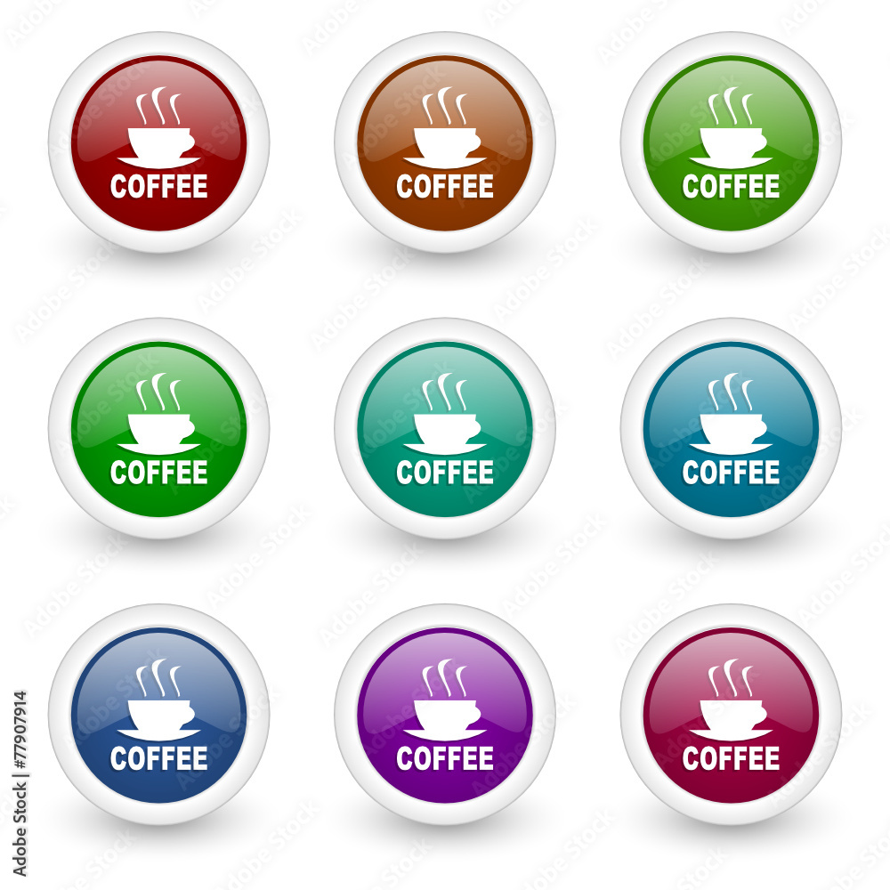 Poster coffee web icons vector set